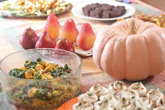 This beautiful Fall Harvest Salad contained squash, millet, walnuts and kale. 
