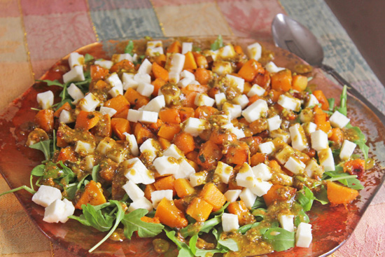 Pumpkin Salad with Pistachio Pesto - orange and festive!