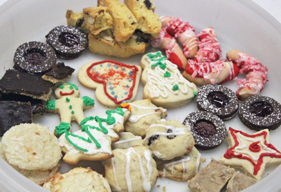 A sampling of the eight cookies made in our 2015 Holiday Cookie Baking Class. 