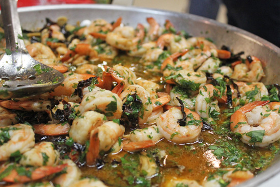 The shrimp team is ready to serve the Shrimp with Ancho Chiles and Garlic. 