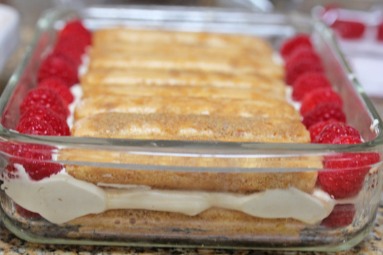 Double layer of ladyfingers is the "cake" of the Tiramisu. 