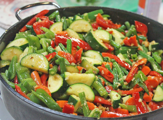Balti Stir-fried Vegetables cook up in about 7 minutes. 