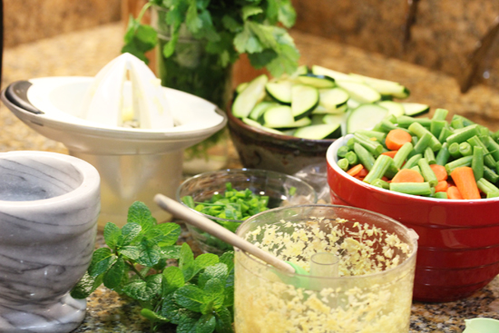 Cut all the vegetables and have ingredients prepped before cooking. 