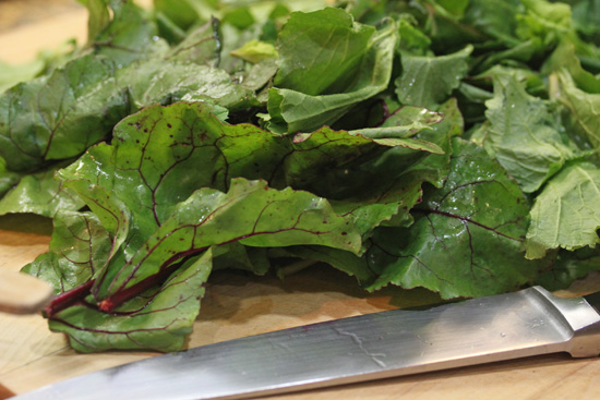 Beautiful beet greens - Too pretty and nutritious to toss. 