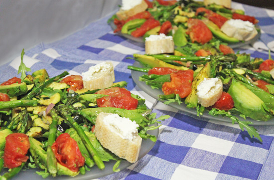 The Grilled Vegetable and Arugula Salad were artfully arranged by the team of Carolyn, Mike and Tracie. 