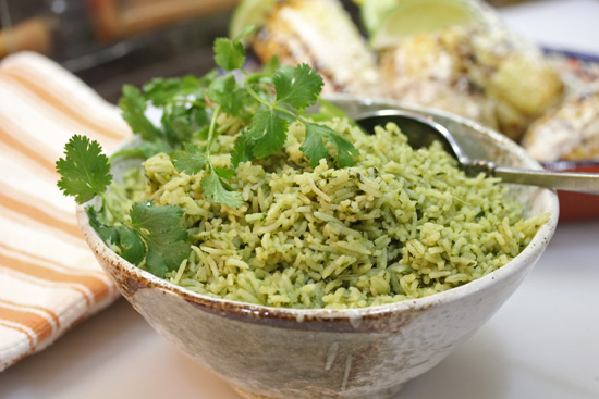 Green Rice with Cilantro and Spinach (Arroz Verde)