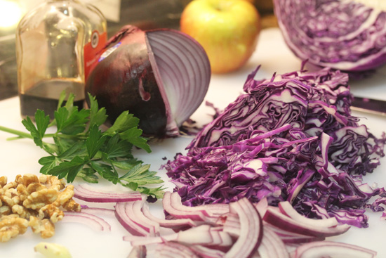 Warm Red Cabbage Salad recipe from FreshFoodinaFlash.com