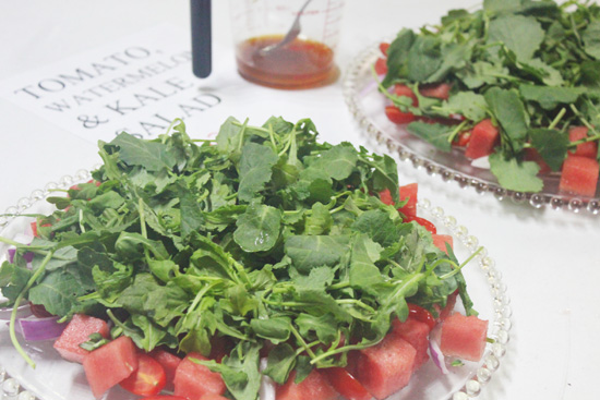 Watermelon, Tomato and Kale Salad recipe at FreshFoodinaFlash.com