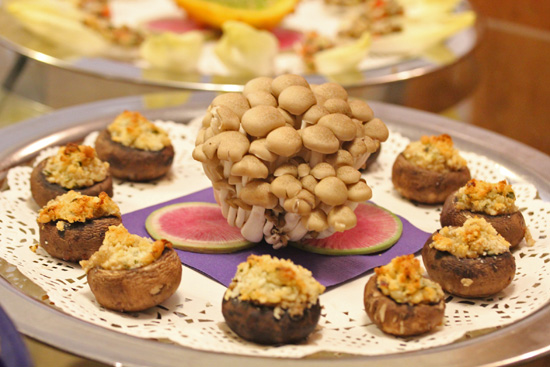 Stuffed Cremini Mushroom Caps with Pine Nuts and Goat Cheese recipe at FreshFoodinaFlash.com