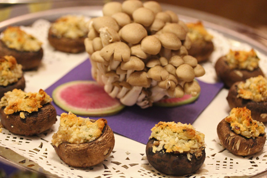 Stuffed Cremini Mushroom Caps with Pine Nuts and Goat Cheese