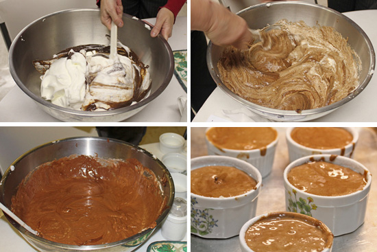 Use a rubber spatula to slice through and lift up the mixture slowly. Turn the bowl 1/4 turn and do again. 