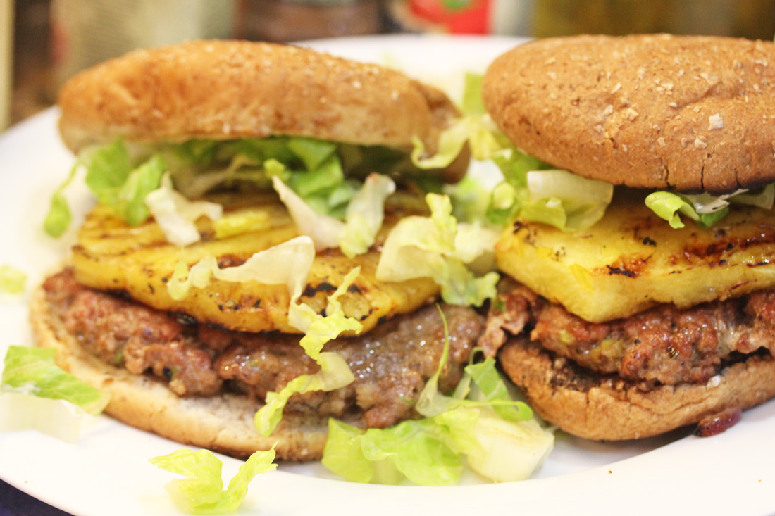 Jerk Burger with Caramelized Pineapple Rings
