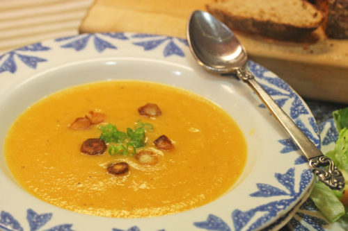 Carrot Parsnip Soup with “Snips”