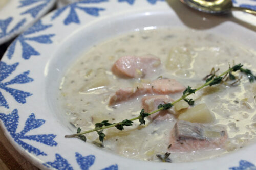 Salmon Chowder from my catch in Alaska